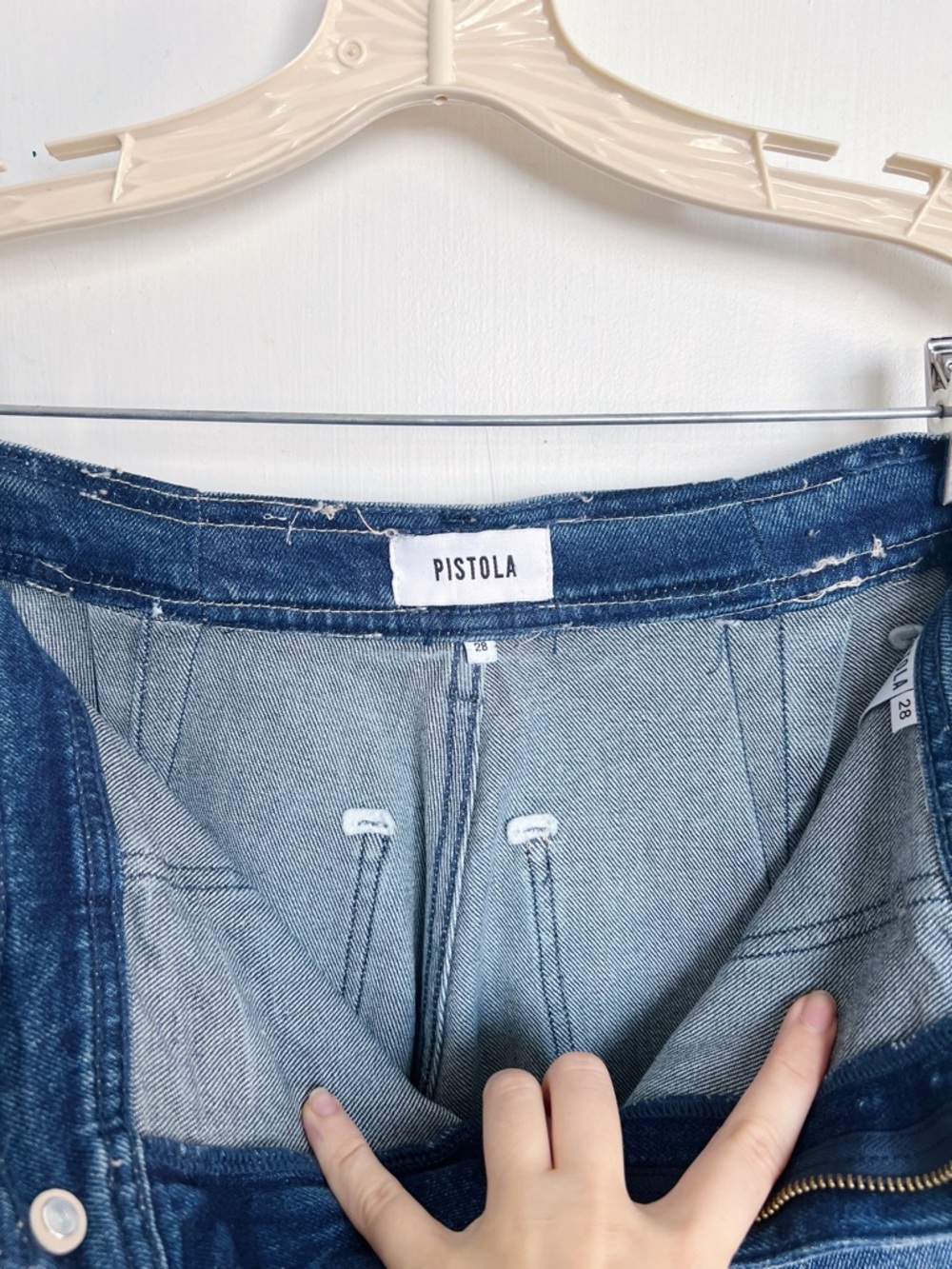 Pistola • Penny Utility High Rise Wide Leg jeans in Camden blue stretch curvy - Picture 7 of 11